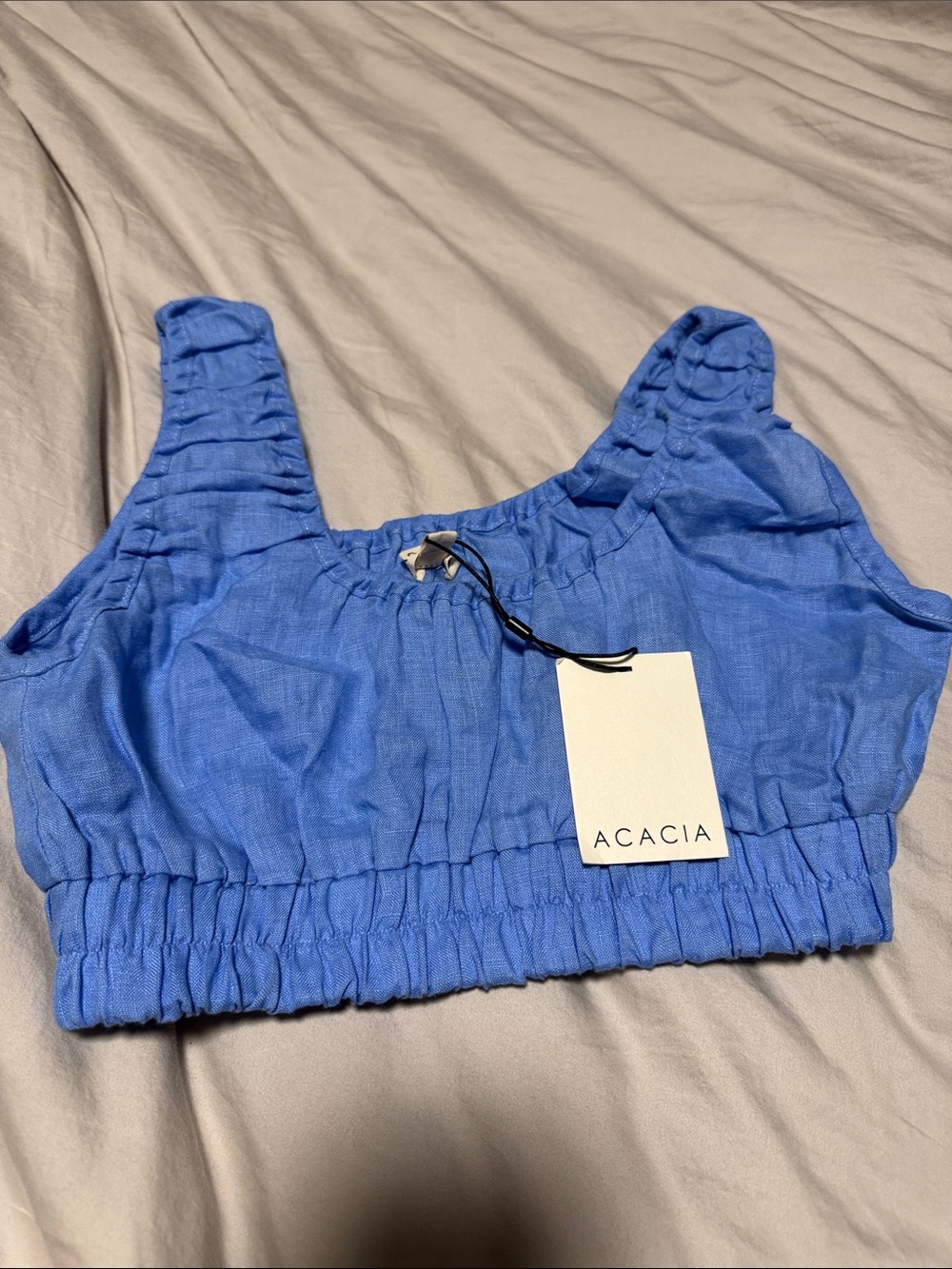acacia swimwear Cobalt Blue Ruched Strap Crop Top
